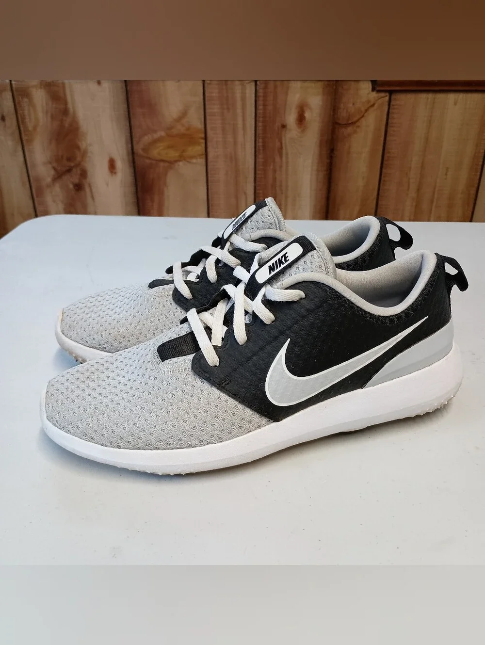 Nike Spikeless Roshe Golf Shoes 6 Youth Pure Platinum LGWT Mesh Upper Sneaker